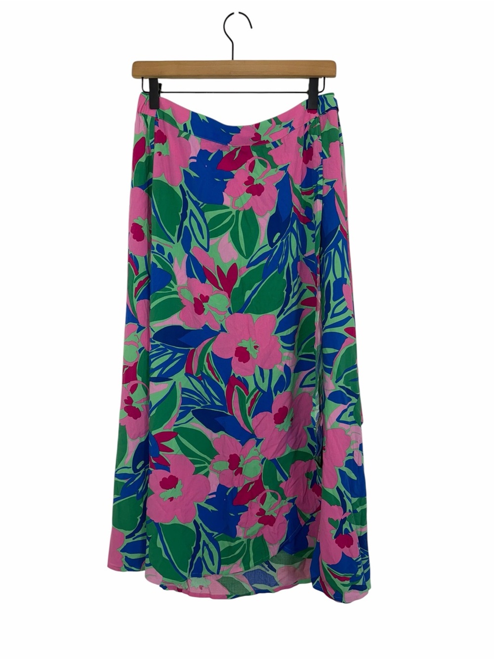 J.Crew Floral Pull-On Midi Skirt Pink Blue Green Size Medium NWT Boho Resort - Picture 1 of 7